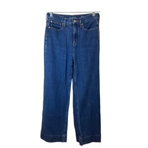 J.Crew Wide Leg Trouser Denim Jeans Sz 26 Women's Dark Wash Excellent Condition!